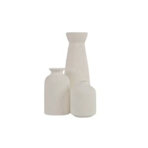 Helfgott Beige Ceramic vase Set-3 Small Flower vases for Decor