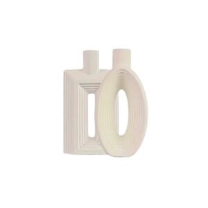 Set Of 2 White Ceramic Vase