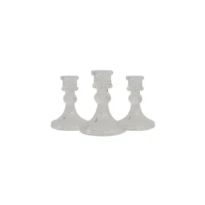 Crystal Glass Candlestick Set – Set of 3