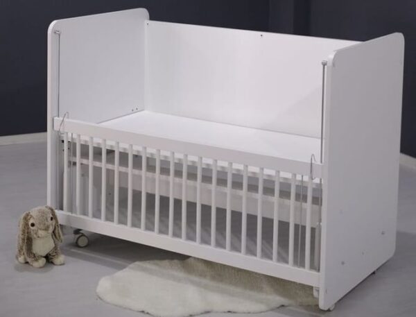 BW1090 White Rocking Mother Side Crib with wheels 120 X60  - Image 2