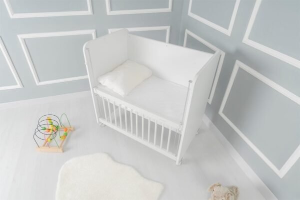 BW1040 Mother Side Crib with wheels white 90 X 50 - Image 4