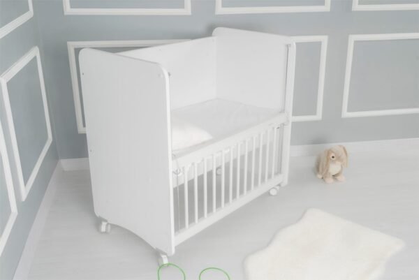 BW1040 Mother Side Crib with wheels white 90 X 50 - Image 3