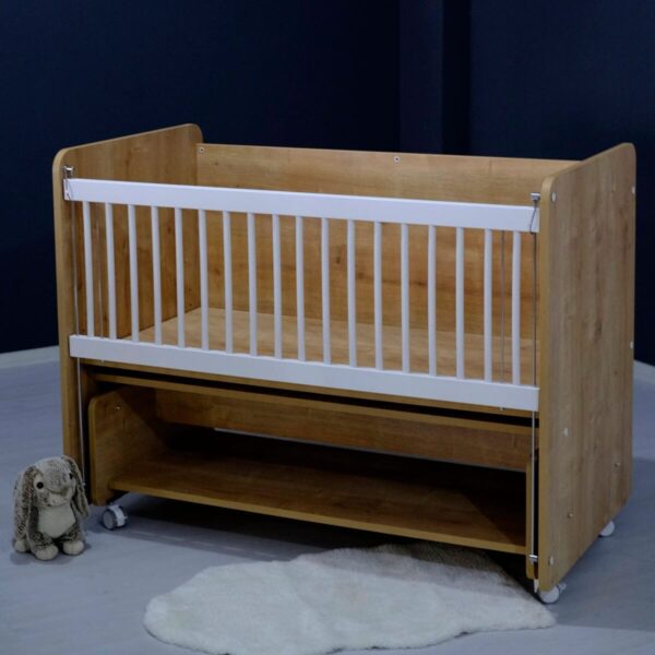 BW1091 Wooden Rocking Mother Side Crib with wheels 120 X60