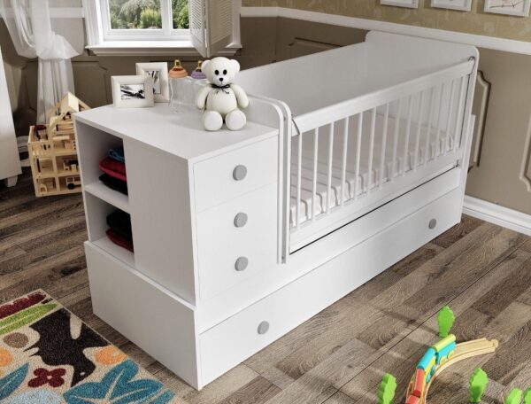 Pearl Extendable Rocking Baby Bed White - Image 3