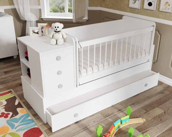 Pearl Extendable Rocking Baby Bed White - Image 2