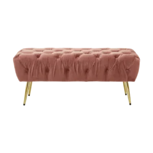 Modern Tufted Pink Velvet Bench